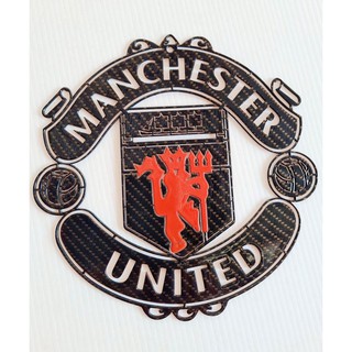 Manchester United โลโก้ แมนเซสเตอร์ ยูไนเต็ด เหล็กตัดเลเซอร์ขนาด18*18 cm.เหล็กเต็ม kevla ดำ/ทอง ผีแดง พ่นสี 2k คงทน