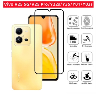 ฟิล์มกระจกนิรภัยกันรอยหน้าจอ แบบเต็มจอ HD สําหรับ Vivo V25 5G V25 Pro 5G V25Pro V23 5G V23e Y01 Y02S Y35 2022 VivoV25