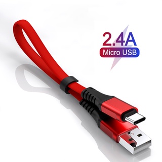 สายชาร์จ Micro USB แบบพกพา 30 ซม. ชาร์จเร็ว สายซิงค์ข้อมูล สําหรับ Xiaomi Huawei Android ที่ชาร์จโทรศัพท์มือถือ Type C สายเคเบิล USB แบบสั้น