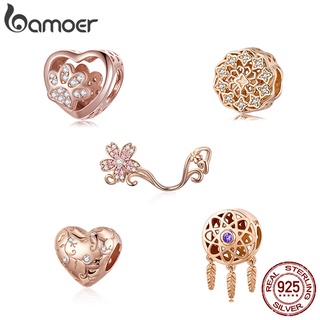 Bamoer 925 silver beads Rose gold series style fashion charm for diy bracelet accessories SCC1223