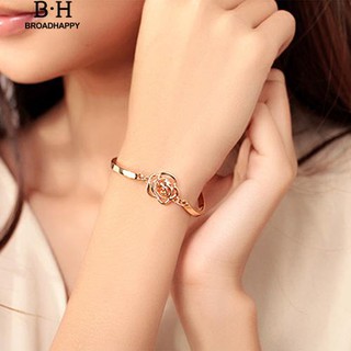 สร้อยข้อมือกำไลข้อมือจี้ดอกกุหลาบคริสตัลสีทอง