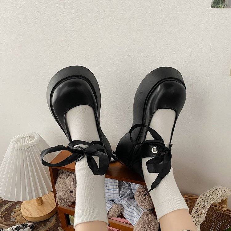 รองเท้าหนังเล็กหญิงเกาหลีรุ่นป่า-2021-ใหม่รองเท้าส้นใหญ่น่ารักญี่ปุ่นย้อนยุคก้นหนาแมรี่เจน