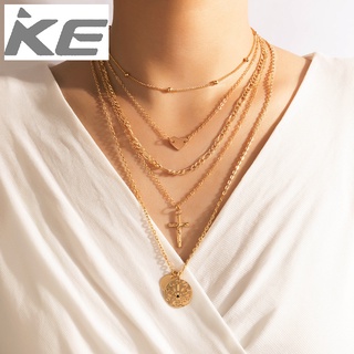 Multi-necklace temperament wild love cross necklace heart pendant clavicle chain for girls for