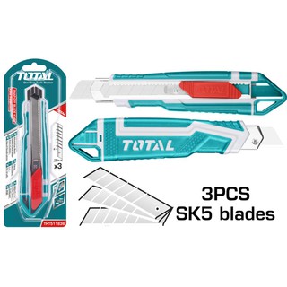 Total มีดคัทเตอร์ อเนกประสงค์ ใบมีด 18 มม. (ใบมีด 3 ใบ) รุ่น THT511836 ( Utility Snap-Off Blade Knife )