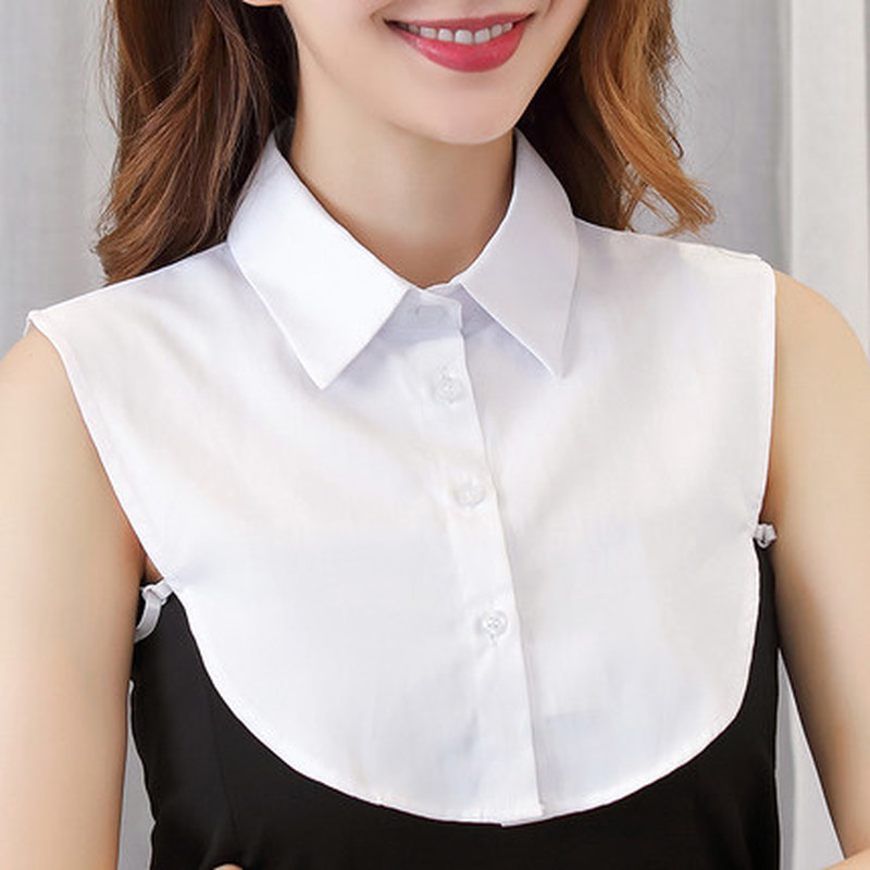 รูปภาพของปกคอเสื้อปลอม สีขาว สีดํา สไตล์เกาหลี สําหรับผู้หญิงลองเช็คราคา