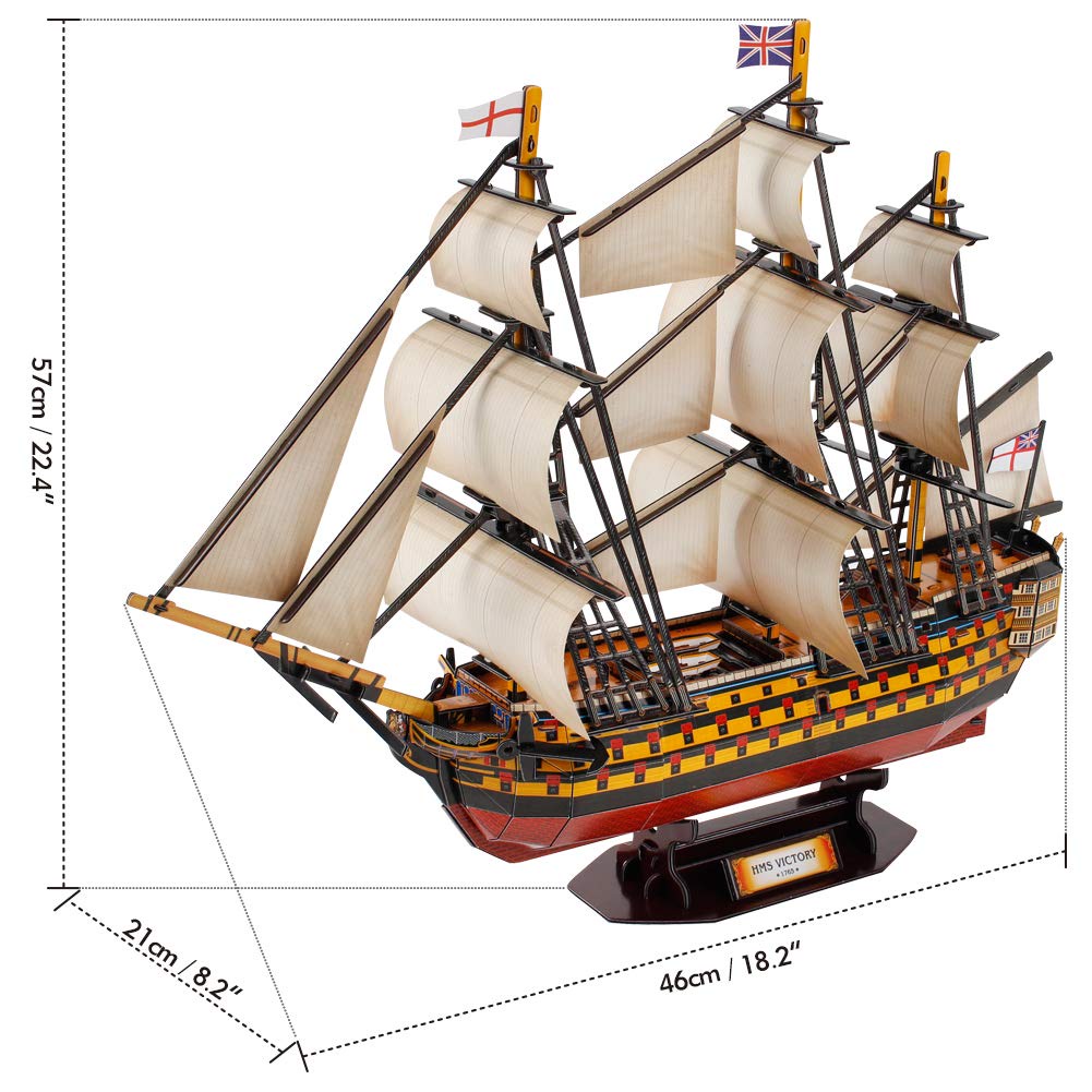 จิ๊กซอว์-3-มิติ-เรือรบ-โบราณอังกฤษ-hms-victory-ship-t4019-แบรนด์-cubicfun-ของแท้100-สินค้าพร้อมส่ง