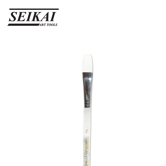 seikai-พู่กันสีน้ำแบน-ขนขาว-water-flat-white-acrylic-brush-1-ด้าม