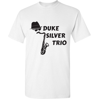 เสื้อยืดโอเวอร์ไซส์เสื้อยืดแขนสั้น พิมพ์ลาย Duke Silver Trio Ron Saxophone Pawnee Jazz Music สําหรับผู้ชายS-3XL