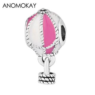 Romantic Hot Air Ballon Charms Beads Pink Enamel Ballon Pendant Charm fit Bracelet Necklace DIY Jewelry Accessories