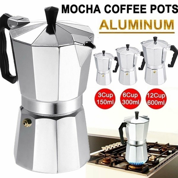 ภาพหน้าปกสินค้าหม้อชงกาแฟ 150ml/600ml เครื่องชงกาแฟ มอคค่าพอท สำหรับ หม้อต้มกาแฟแบบแรงดัน กาต้มกาแฟสดแบบพกพา Moka Pot
