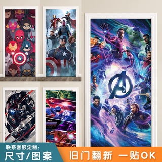 สติกเกอร์ติดประตูห้องนอน หอพัก ลาย Marvel มีกาวในตัว ไม้ทั้งชิ้น ตกแต่งใหม่ สองด้าน ตกแต่งส่วนบุคคล