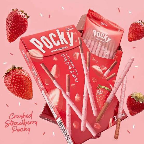 pocky-strawberry-ป้อกกี้สตรอว์เบอร์รี่ผสมเนื้อ-นำเข้าจากญี่ปุ่น