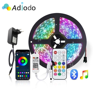 Adiodo RGBIC 20M บลูทู ธ Dream RGB LED Strip DC 12V WS2811 ไฟ LED 5M 10M 15M อะแดปเตอร์ควบคุมเทปแอดเดรสแอดเดรสแบบยืดหยุ่น