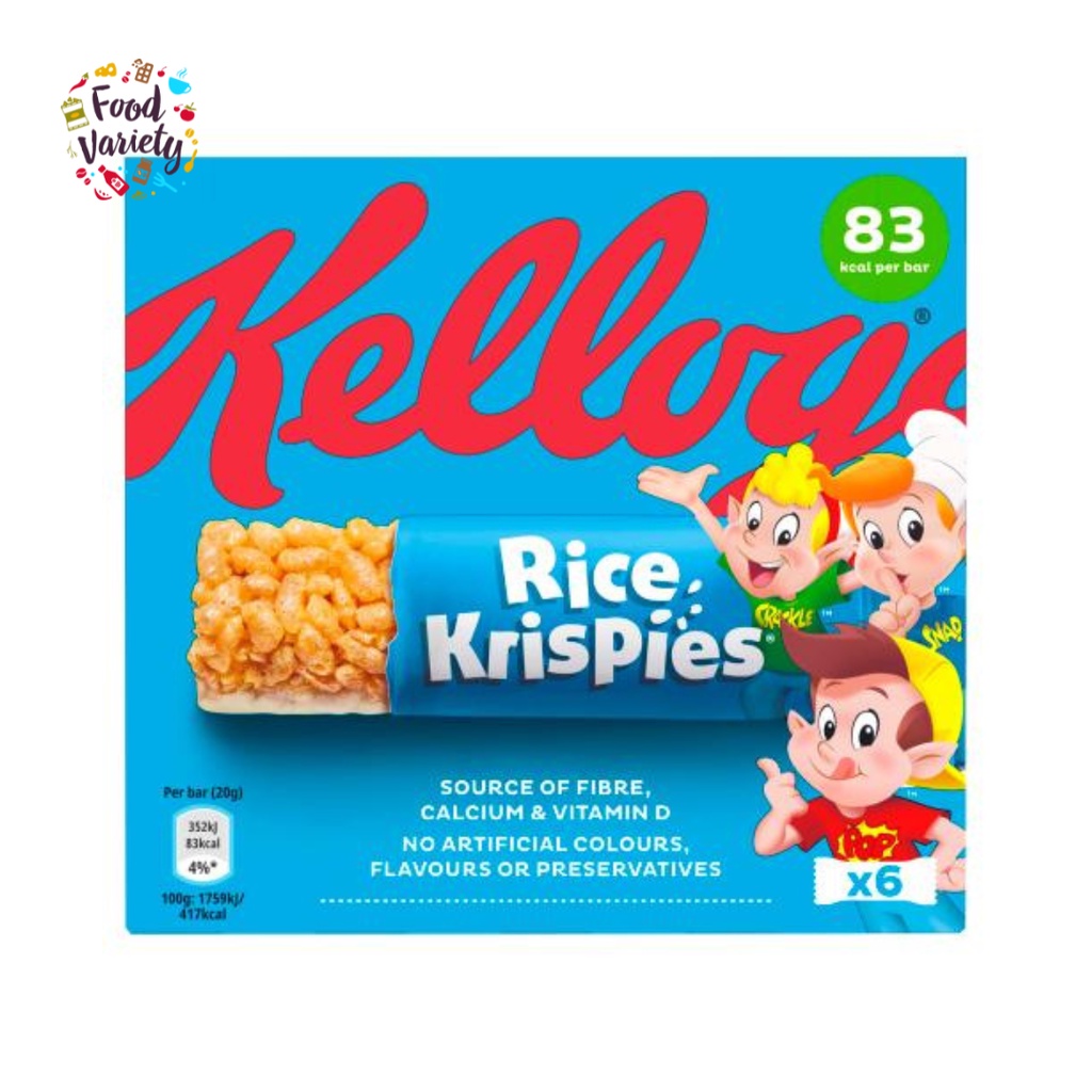 Kellogg’s Rice Krispies Cereal bar 6x20(120g) แคลล็อกส์ ไรซ์ คริสปี้ส์ ซีเรี่ยล บาร์ 6x20 (120
