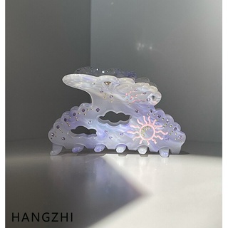 Hangzhi กิ๊บติดผม รูปผีเสื้อ ฉลาม ประดับพลอยเทียม สีม่วง สําหรับผู้หญิง 2021