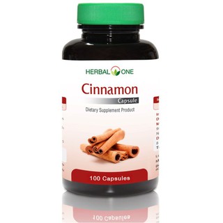 **ลดท้องอืด อาหารไม่ย่อย ผลิต02/19** Herbal One Cinnamon 100 แคปซูล อบเชยเทศแคปซูล