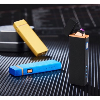 ไฟแช็คUSB ไฟฟ้าพลาสม่า เกรดพรีเมียม หน้าจอสัมผัส LED บางเฉียบ ชาร์จUSB  จุดไฟติดแม้มีลม