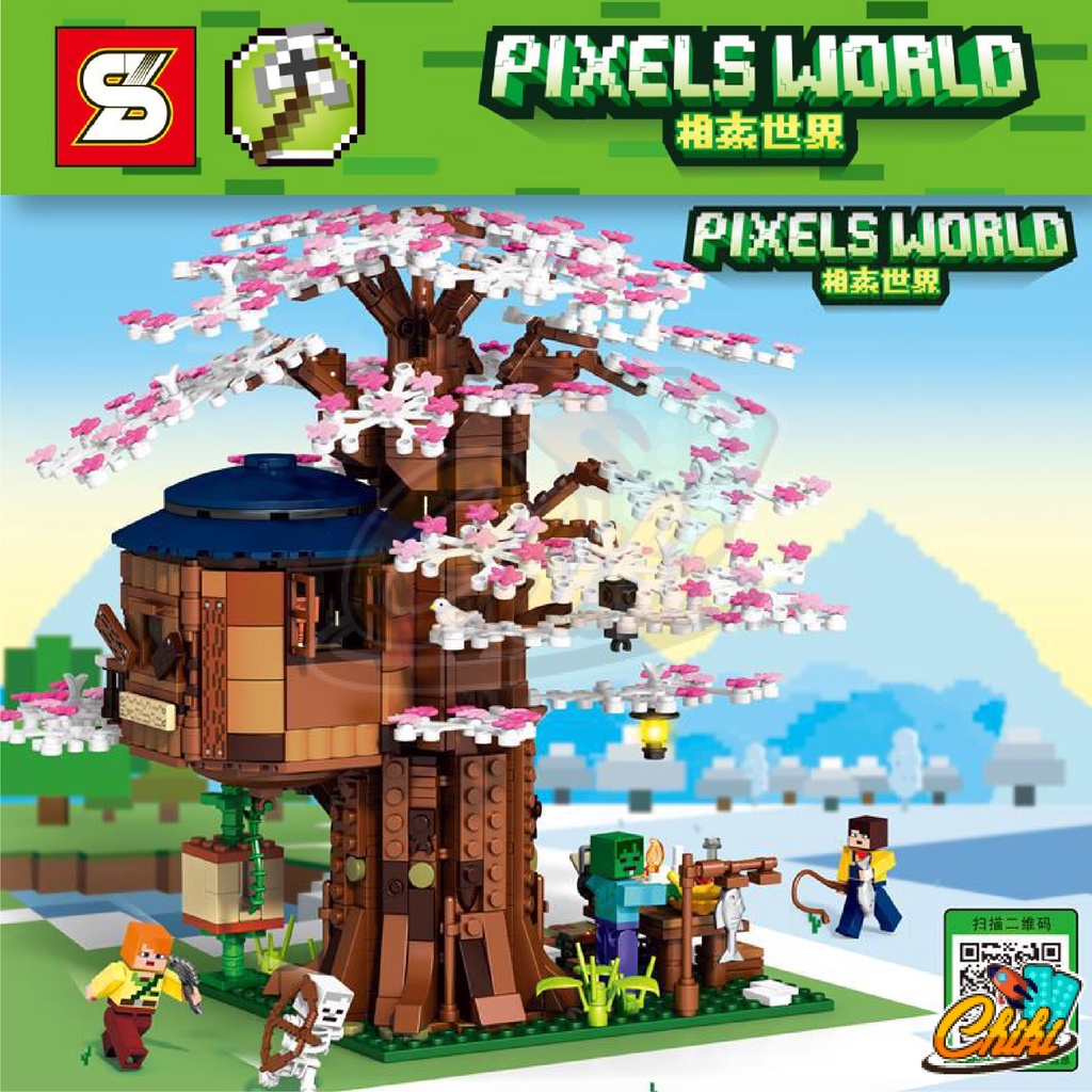 ชุดตัวต่อ-pixels-world-บ้านต้นไม้มายคาฟ-4-in-1-sy5606-จำนวน-1-285-ชิ้น