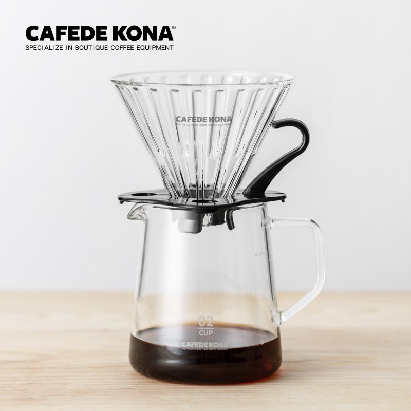 cafede-kona-coffee-server-pot-เหยือกกาแฟดริป-แก้วกันความร้อน-ฝาปิดไม้วอลนัท