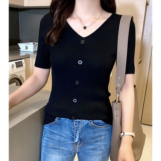 A31 เสื้อไหมพรมผ้าล่องกระดุมหน้า ระบายอากาศได้ดี ไม่ร้อน ไม่ย้อย ไม่คัน สินค้าตรงปก100%