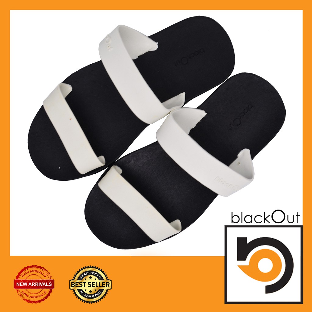 blackout-sling-รองเท้าแตะ-รองเท้ายางกันลื่น-พื้นดำ-หูขาว