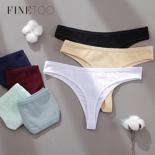 Finetoo กางเกงชั้นในสตรีผ้าฝ้ายนุ่มเอวต่ําไซส์S-Xl 3ชิ้น/ชุด