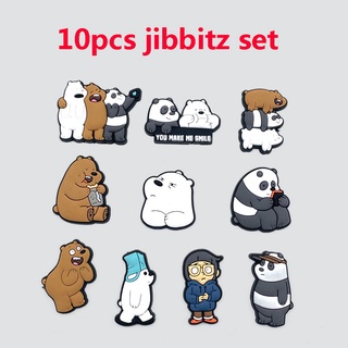 ชุดเข็มกลัด รูปการ์ตูน We Bare Bears แพนด้า สําหรับตกแต่งรองเท้าผู้หญิง จํานวน 10 ชิ้น