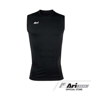 ARI COMPACT FIT SLEEVELESS - BLACK/WHITE เสื้อรัดกล้ามเนื้อ อาริ คอมแพค ฟิต แขนกุด สีดำ