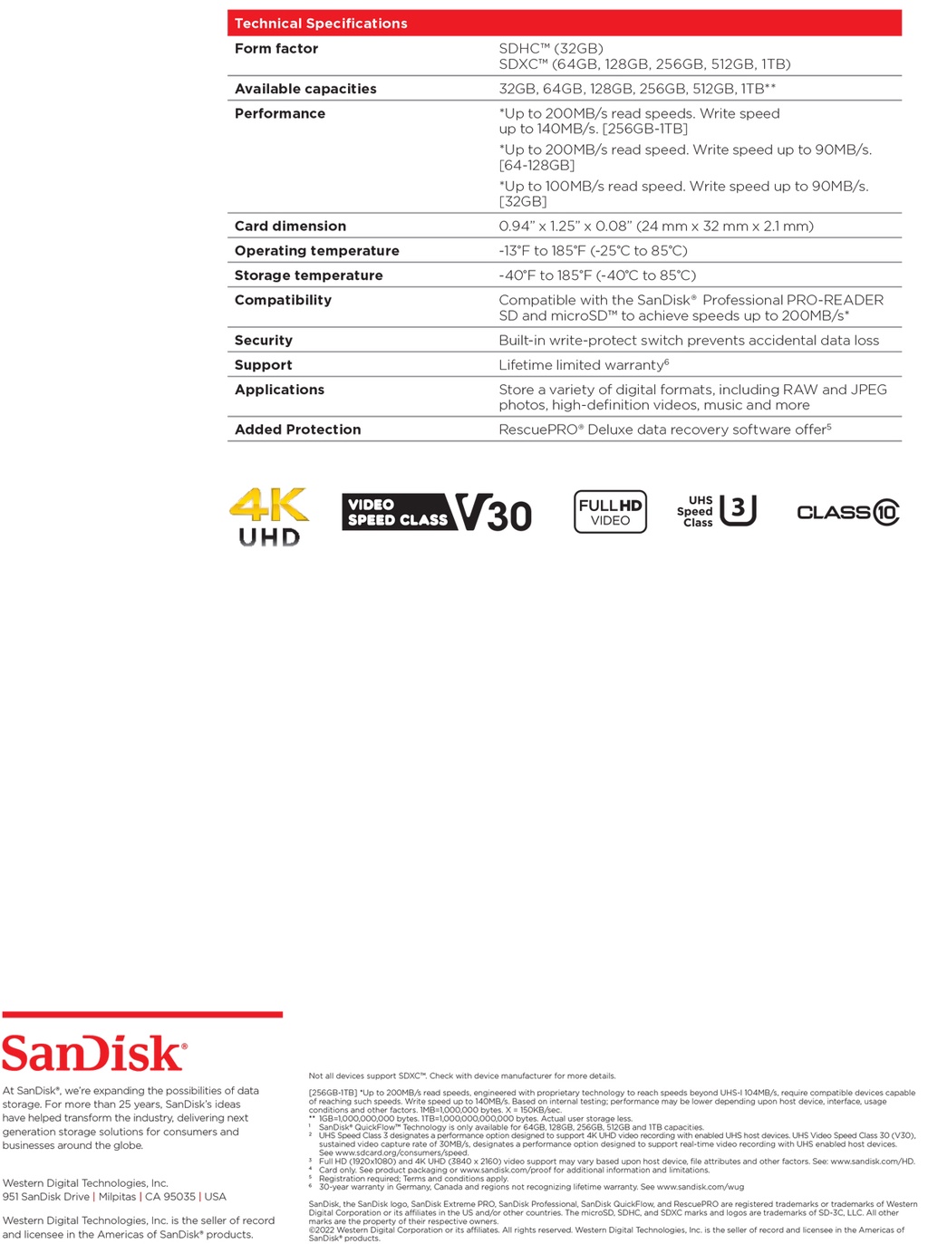 รูปภาพของ SanDisk Extreme Pro SD Card SDXC 512GB ( SDSDXXD-512G-GN4IN ) ความเร็วอ่าน 200MB/s เขียน 140MB/s เมมโมรี่การ์ด SDCARD แซนดิส รับประกัน Synnex lifetime