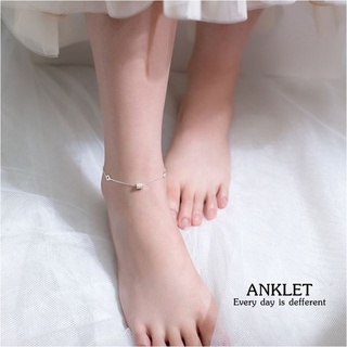 s925 Anklet 7 สร้อยข้อเท้าเงินแท้ ลูกกลิ้งทรงเรขาคณิต สวยเรียบง่าย ใส่สบาย เป็นมิตรกับผิว