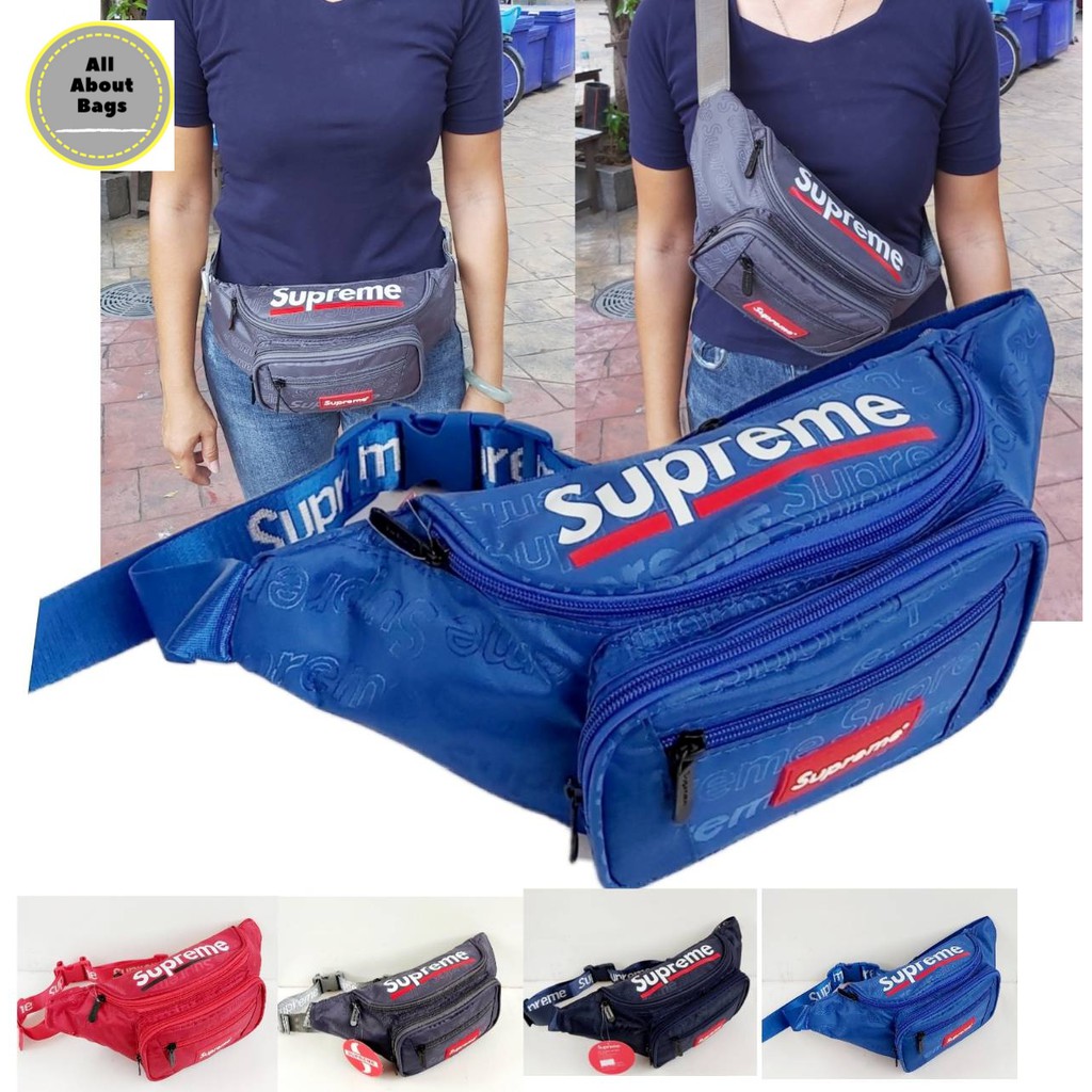 กระเป๋าสะพายข้างและคาดเอวสกรีนsupremeผ้าทอลาย-ab003ผ้าทอลาย