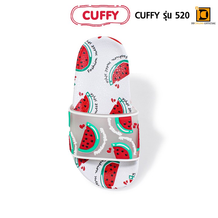 cuffy-รองเท้าแตะผู้หญิงแบบสวม-ใส่สบาย-ลายผลไม้-ลายแตงโม-ลูกพีช-สัปปะรด-สตรอว์เบอร์รี-รุ่น-520