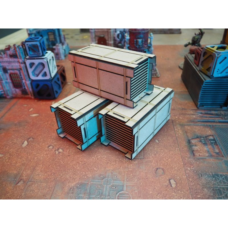Mdf Container terrain Set x3 for Wargame (40k,killteam,infinity,etc ...