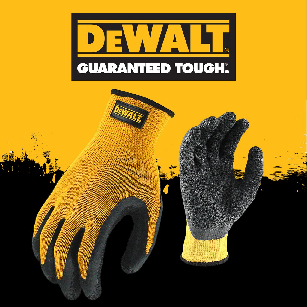 DeWALT Box of 12 Pair Rubber Coated Gripper Safety Gloves DPG70