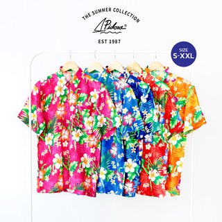 เสื้อลายดอก Pidoza Hawaii พิมพ์ลายชบา แนววินเทจ ทรงหลวม ใส่สบาย ผ้าสปันเรยอน เสื้อลายดอก เลื้อสงกรานต์