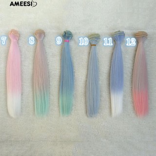 Ameesi อุปกรณ์ตกแต่งผมยาว DIY BJD ตุ๊กตา DIY BJD Gradient Longtraight Wigynthetic Hair