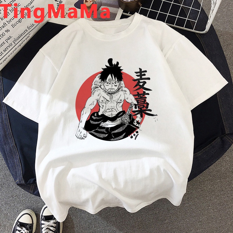 คอลูกเรือเสื้อยืดคอกลมเสื้อยืด-พิมพ์ลายการ์ตูนอนิเมะ-one-piece-luffy-zoro-น่ารัก-เหมาะกับฤดูร้อน-สําหรับผู้หญิงผ้าฝ้ายแท