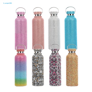 [NE] Water Bottle 350ml/500ml/750ml Children Vacuum Insulated Bottle Rhinestone Inlaid