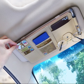 กระเป๋าจัดเก็บอุปกรณ์ตกแต่งภายในรถยนต์ / กระเป๋าเก็บที่บังแดด / ที่ใส่บัตรรถปิ๊กอัพ PU อเนกประสงค์ ที่ใส่บัตรใบขับขี่ที่ใส่แว่นตา
