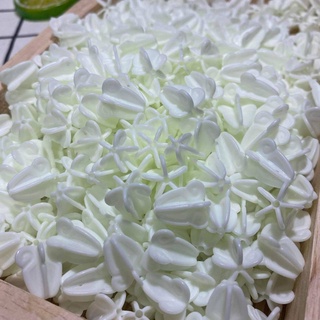 ดอกรักดอกรักปลอมดอกรักพลาสติก สีขาวอมเขียว พลาสติกเกรดพรีเมี่ยมคุณภาพดีรับรองรูไม่ตันคะ(ราคาขายส่ง) (1ถุงมี1570ดอก)