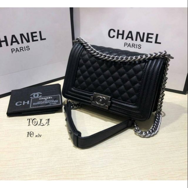 chanel-boy-10-อะไหร่เงิน-หนังคาเวียร์-พร้อมส่ง