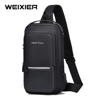 Weixier X303 กระเป๋าสะพายไหล่ พอร์ต USB ป้องกันการโจรกรรม สําหรับผู้ชาย WK-SBY