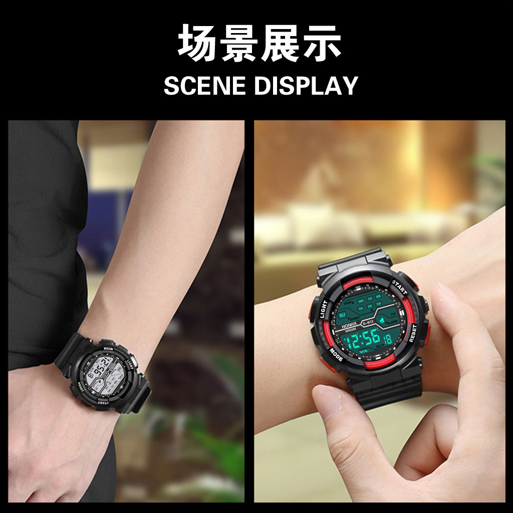 ภาพสินค้านาฬิกาข้อมือผู้ชาย นาฬิกาดิจิดอล มีไฟ ตั้งปลุกได้ ใส่เล่นกีฬา แบบแฟชั่น มีหลายสีให้เลือก W016 จากร้าน watchmall. บน Shopee ภาพที่ 4
