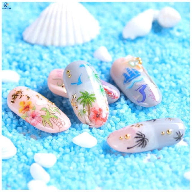 สติกเกอร์ติดเล็บ-3d-ลายทะเล-ลอกติดได้เลยไม่ต้องใช้น้ำ-nail-sticker