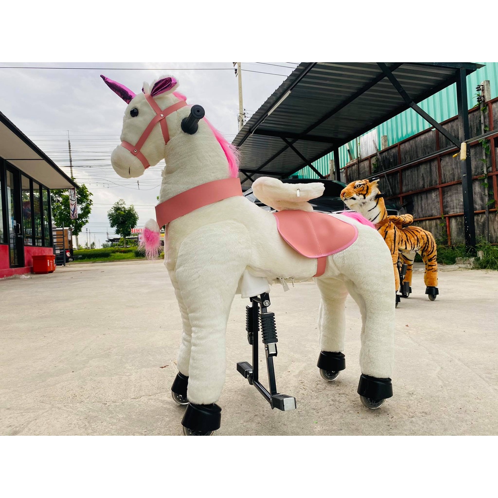 ม้าโยกล้อเลื่อนขี่ได้เหมือนจริง-ride-on-horse-ขนนิ่มมาก-เกรดดีพรีเมี่ยม-ขนาด-33-80-92cm-พร้อมส่ง