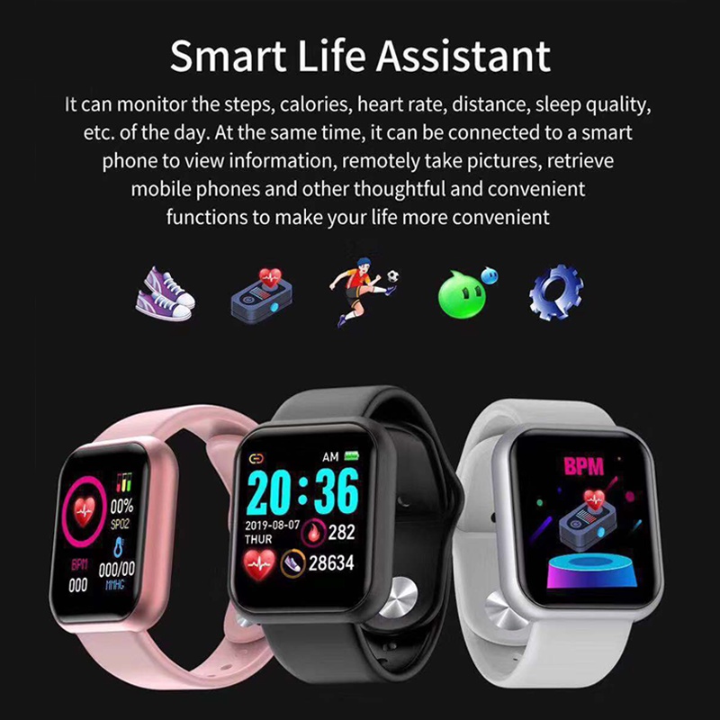 ภาพหน้าปกสินค้าY68 กีฬาสมาร์ทวอทช์ ดำ/ขาว/ชมพู สําหรับ Ios & Android มัลติฟังก์ชั่น Smart watch การตรวจสอบการนอนหลับและมอนิเตอร์หัวใจ จากร้าน simple.pro บน Shopee