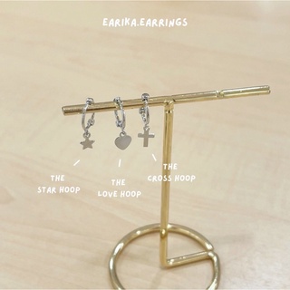 (กรอกโค้ด 72W5V ลด 65.-) earika.earrings - the love/cross/star hoop ต่างหูห่วงเงินแท้ (มี 3 ลาย) ผิวแพ้ง่ายใส่ได้
