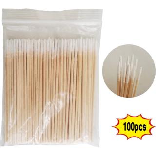 [ Ready Stock ] 100 Count Cotton Swab /Cotton Swabs Pointed Tip / Cotton Swabs Wood Sticks /Long Wood Handle Swabs /Cosmetics Sticks for Makeup Beauty Tools