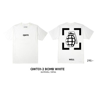 เสื้อยืดโอเวอร์ไซส์QWT01-2 BOMB WHITE เสื้อยืดสีขาวS-3XL