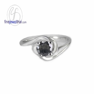 Finejewelthai-แหวนนิล-นิลแท้-แหวนพลอย-แหวนเงินแท้-พลอยประจำเดือนเกิด-Black-Spinel-Silver-Ring-Birthstone-R1288on